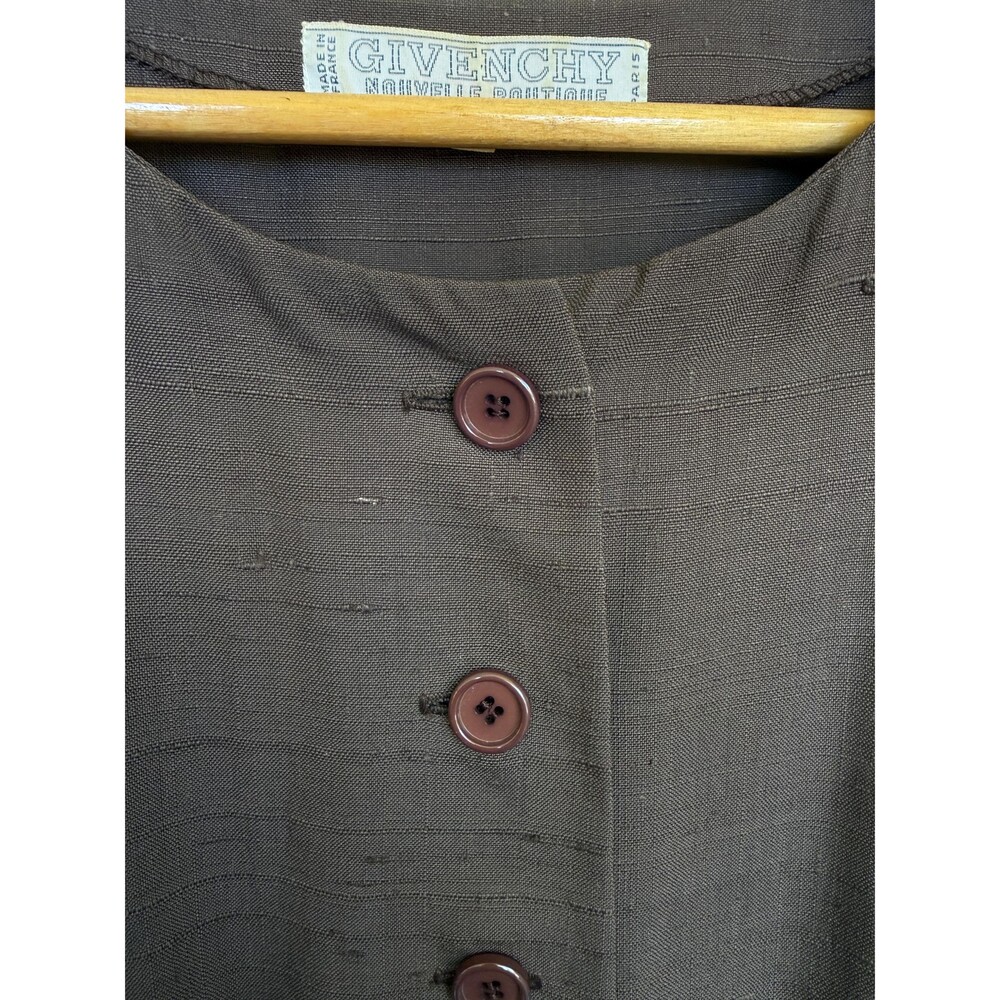Vintage 1970s Givenchy Nouvelle Boutique Dress | Brown Raw Silk Sleeveless Midi - Picture 3 of 8
